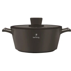 Кастрюля Berllong, гранит, черная, 20 см