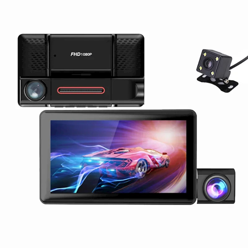 Videoqeydiyyatçı YKM Car DVR Triple Dash Cam, Black
