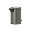 Zibil vedrəsi Brabantia NewIcon, 26.4x16.8x23.5 sm, metal, pedallı, 3 l, platin