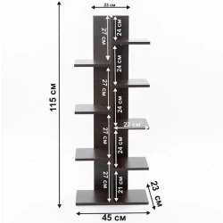 Стеллаж, ЛДСП, 115х45х23 см, с полками, коричневый Стеллаж, ЛДСП, 115х45х23 см, с полками, коричневый