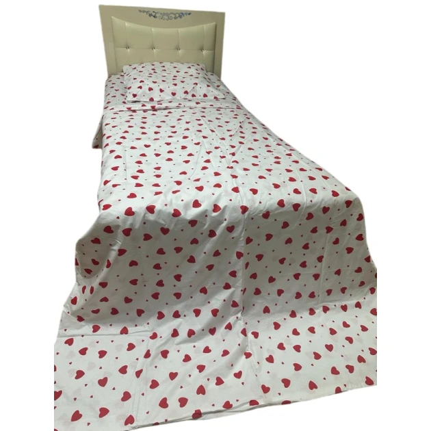 Комплект постельного белья MiraNova CTS-626, простыня 160х220 см, пододеяльник 160х220 см, наволочка 50х70 см, полутораспальный, хлопок, белый/красный