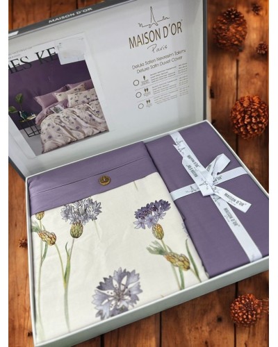 Yataq dəsti Maison Dor TB-0310, yorğan üzü 160x220 sm, mələfə 180х230 sm, yastıq üzü 50x70 sm, birnəfərlik, satin, bənövşəyi/ağ