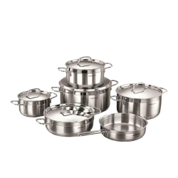 Набор посуды Korkmaz Alfa A1641 XL, нержавеющая сталь, с крышкой, 11 предметов, серебристый