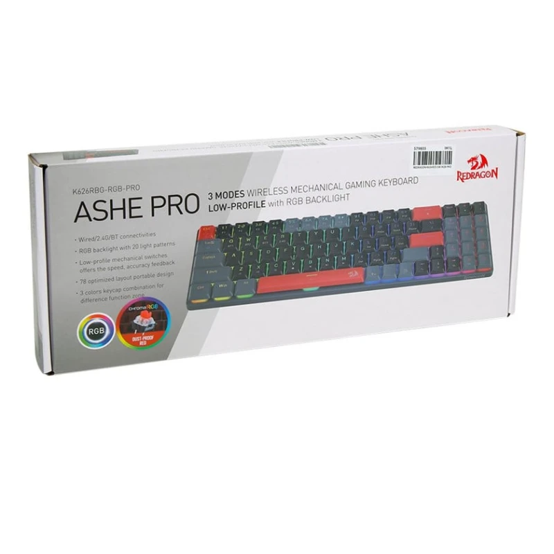 Тонкая клавиатура Redragon Ashe Pro K626RBG-RGB-PRO Тонкая клавиатура Redragon Ashe Pro K626RBG-RGB-PRO