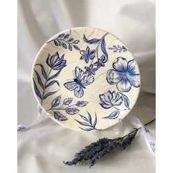 Декоративная тарелка Niche Ceramic, керамика, белая/голубая, 23 см