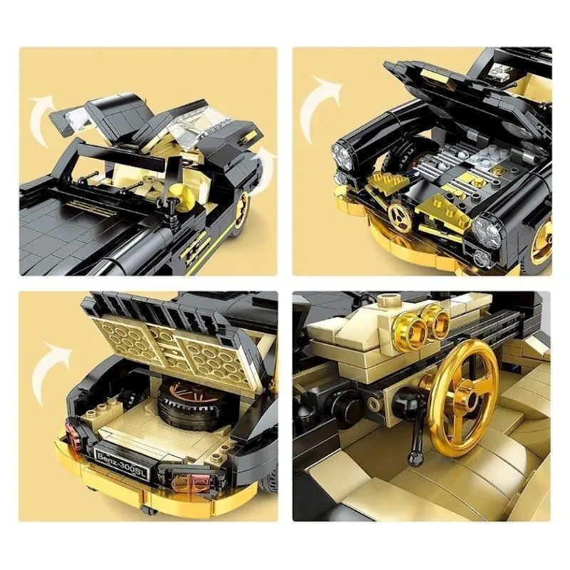 Игровой набор Mould King Classic 300SL Black with Gold Trim, 7-9 лет, 886 элементов