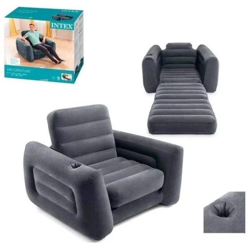 Раскладное надувное кресло Intex 66551EP, 117х224х66 см, черный