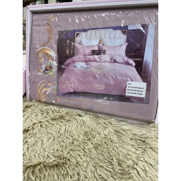 Комплект постельного белья MiraNova LQ-079, пододеяльник 200×230 см, простыня 245×250 см, наволочки 50×70 см, евро, сатин, розовый