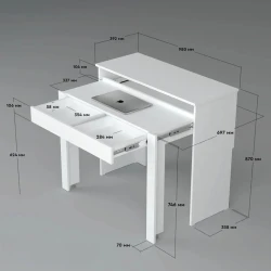 Письменный стол Letta 3563_Letta25EnigmaWh, белый, 87х40х98 см
