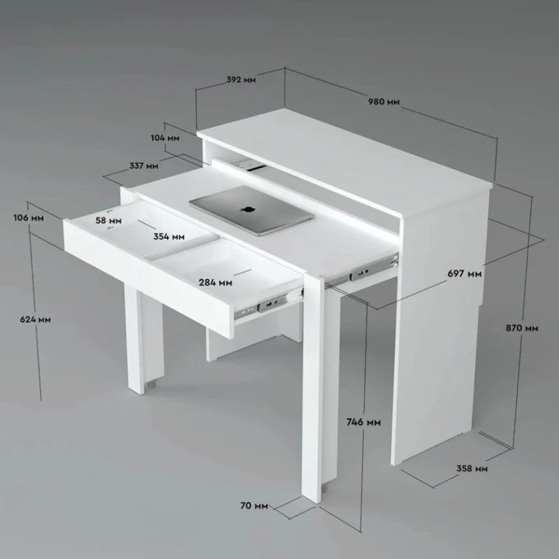 Письменный стол Letta 3563_Letta25EnigmaWh, белый, 87х40х98 см