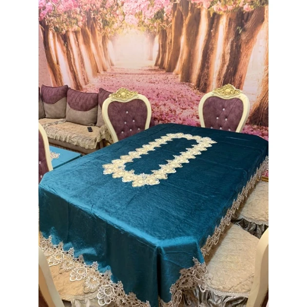 Süfrə MiraNova CTS-134, velür, göy, 160x220 sm