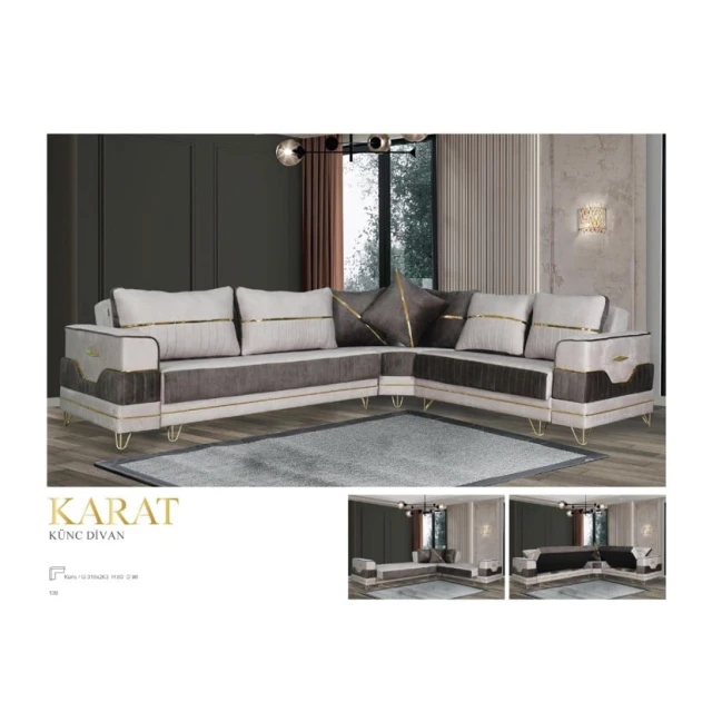 Диван Karat угловой, 318/263x80x98 мм, серый Диван Karat угловой, 318/263x80x98 мм, серый