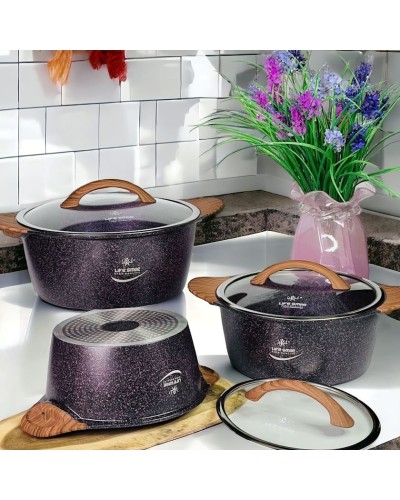 Qazan dəsti Life Smile LF-FY-008, qara, 3 parça