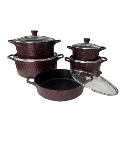Qab-qacaq dəsti REALCHEF 580/3, qranit, qırmızı, 10 parça - ZGH_00733