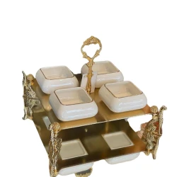 Dondurma qabı dəsti 43YT79, 4 əd, 22х22 sm, ağ/qızılı