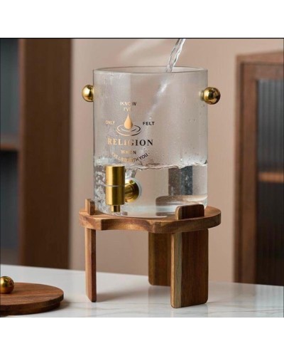 İçkilər üçün dispenser vm080, şüşə/bambuk, qəhvəyi, 24x38 sm, 7 l
