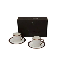 Qəhvə dəsti Porland Copper Line 04ALM005316, 90 ml, 4 parça, ağ