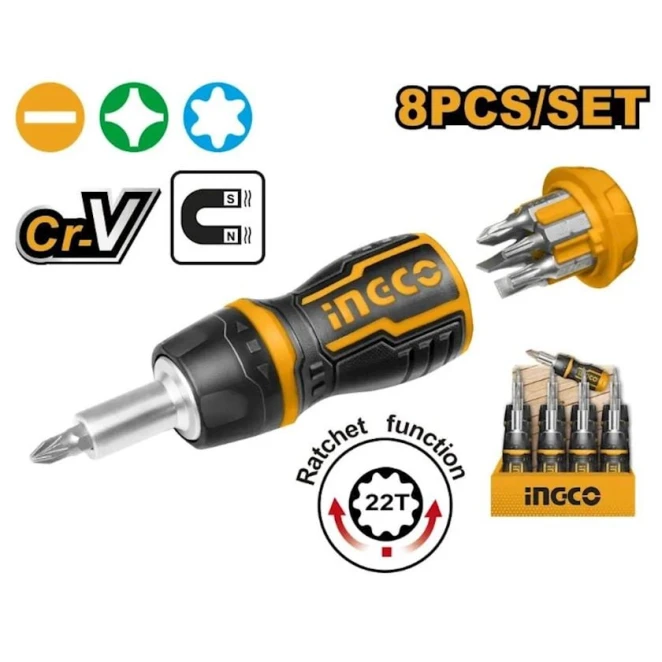 Набор отверток Ingco AKISDS1728, 8 предметов