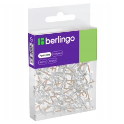 Кнопки канцелярские Berlingo, 10 мм, 30 шт, прозрачные Кнопки канцелярские Berlingo, 10 мм, 30 шт, прозрачные