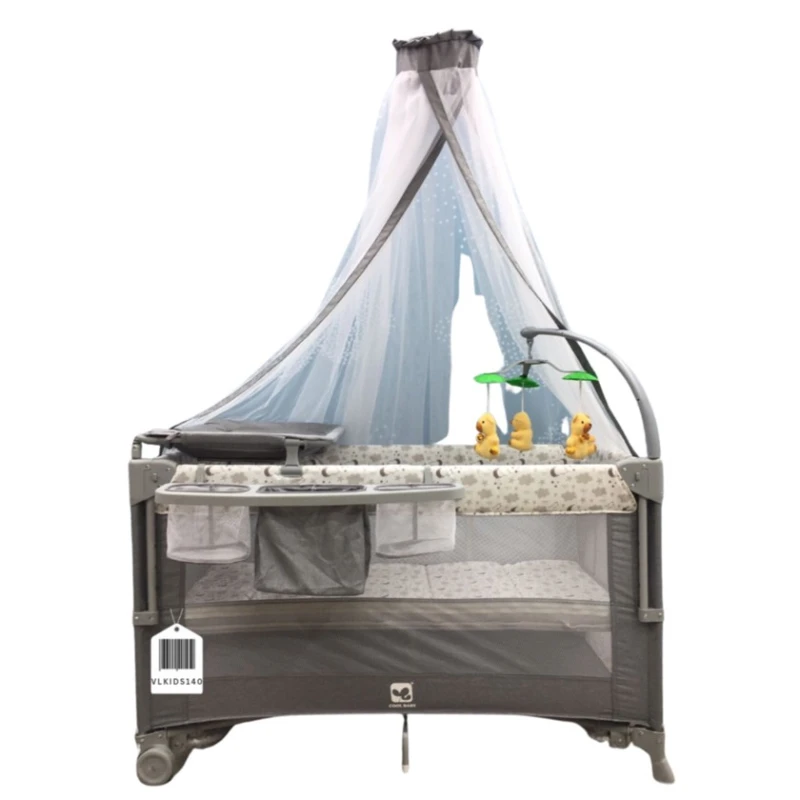 Манеж-кровать Cool Baby VL-KIDS-140, серая, 120х60х74 см