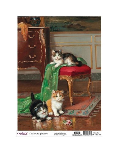 Dekupaj üçün düyü kağızı Cadence A3 Animals Collection DK-02 30x42 sm