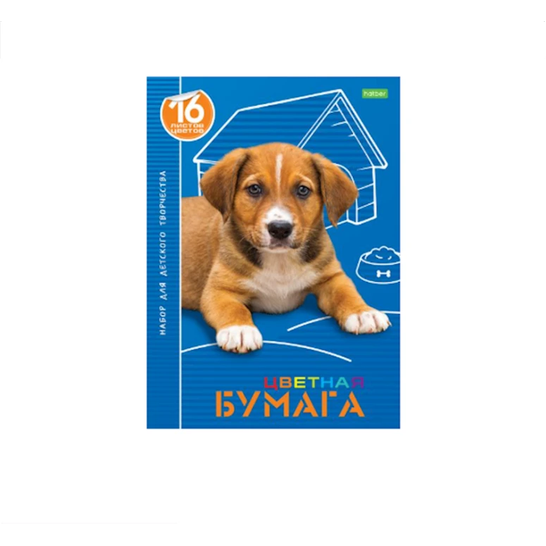 Цветная бумага Hatber Щенок, разноцветная, А4, 16 цветов, 16 листов Цветная бумага Hatber Щенок, разноцветная, А4, 16 цветов, 16 листов