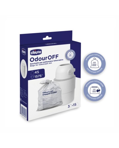 Uşaq bezləri üçün zibil qutusu Chicco Odour Off, ağ