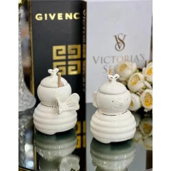 Bal üçün qab nh_8fhhhh, keramika, ağ, 10x13 sm