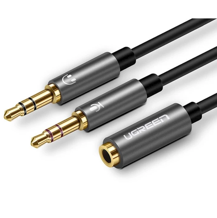 Кабель Ugreen AV140 Mini Jack 3.5mm Female to 2x Mini Jack 3.5mm Male, 20 см Кабель Ugreen AV140 Mini Jack 3.5mm Female to 2x Mini Jack 3.5mm Male, 20 см