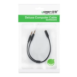 Кабель Ugreen AV140 Mini Jack 3.5mm Female to 2x Mini Jack 3.5mm Male, 20 см