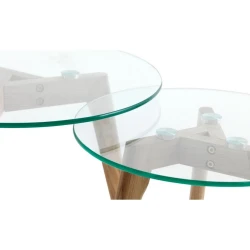 Набор журнальных столов JYSK Ordrup, диаметр 40/50 см, высота 40/45 см, алюминий/шпон дуба/закаленное стекло, прозрачный/коричневый Набор журнальных столов JYSK Ordrup, диаметр 40/50 см, высота 40/45 см, алюминий/шпон дуба/закаленное стекло, прозрачный/коричневый