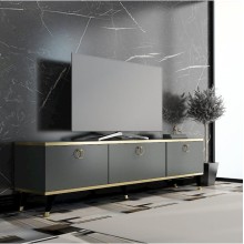 TV üçün tumba 003, 180x55x33 sm, laminat, boz/qızılı