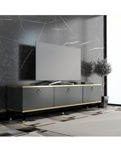 TV üçün tumba 003, 180x55x33 sm, laminat, boz/qızılı