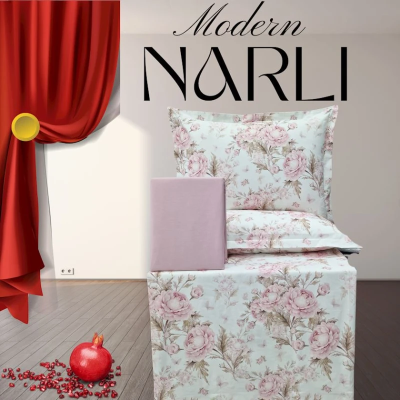 Комплект постельного белья Narlı 1167, пододеяльник 200x220 см, простыня 240х260 см, наволочки 50х70 см, двуспальный, хлопок, разноцветный