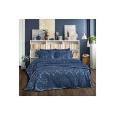Dəst Dantela 039, örtük 260х260 sm, yastıq üzü 50х70 sm, ikinəfərlik, pambıq, göy