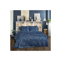 Набор Dantela 039, покрывало 260х260 см, наволочки 50х70 см, двуспальный, хлопок, синий