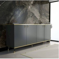 Komod 180x90x45 sm, laminat, boz/qızılı