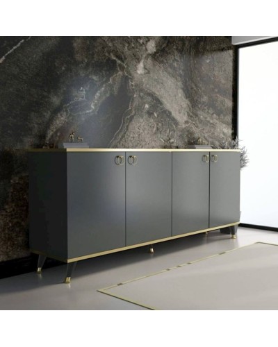 Komod 180x90x45 sm, laminat, boz/qızılı