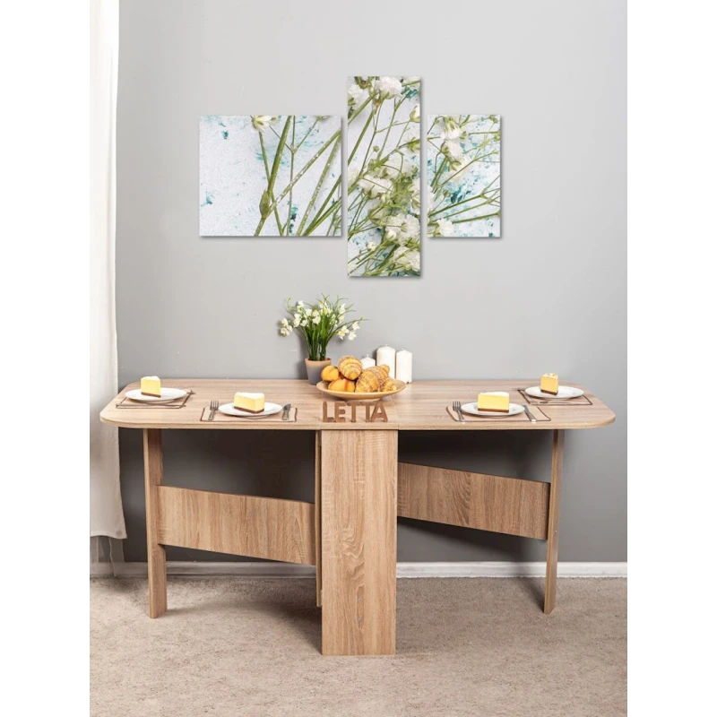 Обеденный стол, бежевый, ЛДСП, 160x75x75 см Обеденный стол, бежевый, ЛДСП, 160x75x75 см