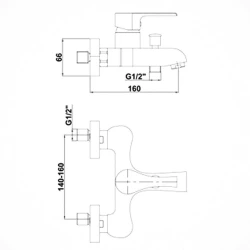 Смеситель для ванной GPD Atros MBB65 Chromic