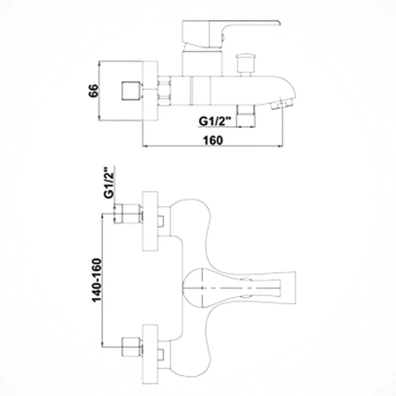 Смеситель для ванной GPD Atros MBB65 Chromic