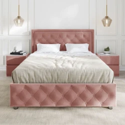 Полутороспальная кровать Art_ikili_yataq 32, ламинат, розовая, 200x160x120 см