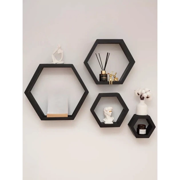 Набор настенных полок Art Mebel 207, ламинат, 4 шт, 35x40x16/28x32x16/21x24x16/14x16x16 см, серая Набор настенных полок Art Mebel 207, ламинат, 4 шт, 35x40x16/28x32x16/21x24x16/14x16x16 см, серая