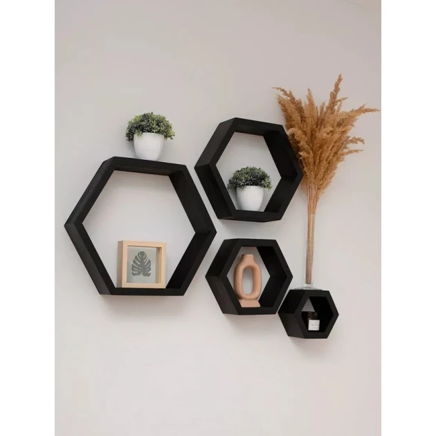 Набор настенных полок Art Mebel 207, ламинат, 4 шт, 35x40x16/28x32x16/21x24x16/14x16x16 см, серая Набор настенных полок Art Mebel 207, ламинат, 4 шт, 35x40x16/28x32x16/21x24x16/14x16x16 см, серая