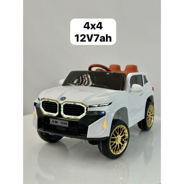 Детский электромобиль EQS 4x4-680 azr4571, кожаный салон, резиновые шины, светящиеся фары, музыка, 1-5 лет, белый