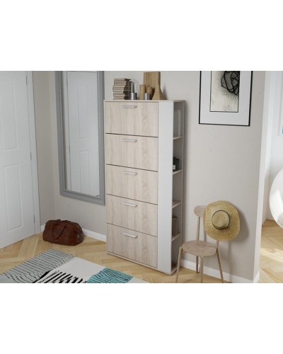 Ayaqqabı üçün tumba Art Mebel 81, laminat, ağ/sonomo, 130х60х30 sm