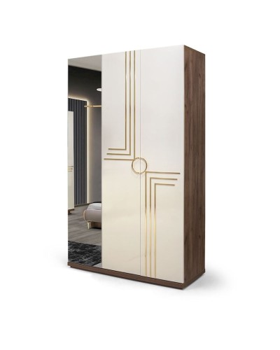 Şkaf Alzzoni 428, krem/qəhvəyi, 1200x2000x470 mm
