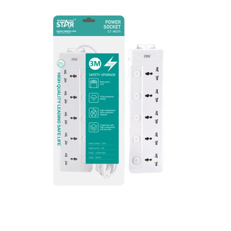 Удлинитель Winning Star CZ-155 ST-4035 3 м, 5-розеточный Удлинитель Winning Star CZ-155 ST-4035 3 м, 5-розеточный