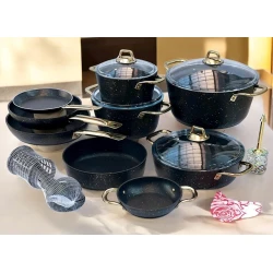 Qab-qacaq dəsti Bonera 349, qranit, qara, 20/24/30/28/20/24/28/18/26 sm