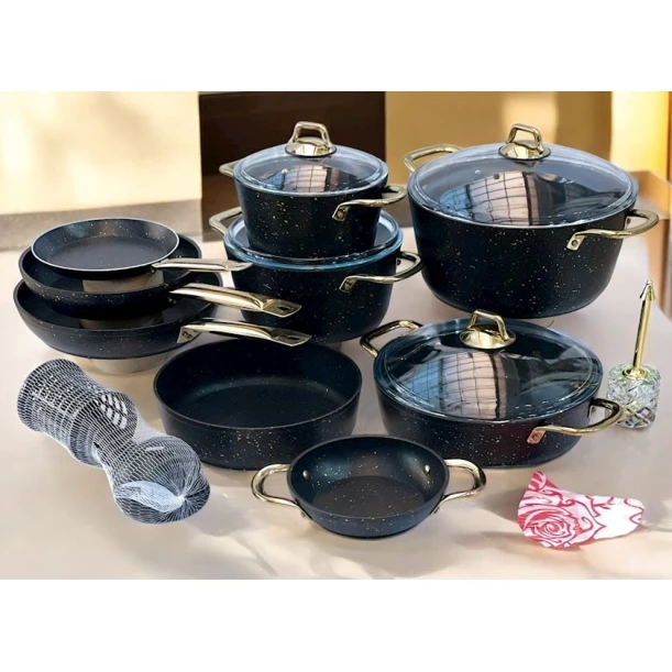 Набор посуды Bonera 349, гранит, черный, 20/24/30/28/20/24/28/18/26 см Набор посуды Bonera 349, гранит, черный, 20/24/30/28/20/24/28/18/26 см